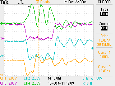 Oscilloscope shot of EIM bus signals Oscilloscope shot of WEIM bus signals