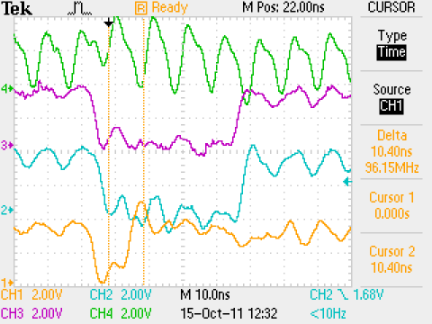 Oscilloscope shot of EIM bus signals Oscilloscope shot of WEIM bus signals