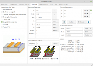KiCad's PCB calculator screenshot on coupled microstrip line KiCad's PCB calculator screenshot on coupled microstrip line